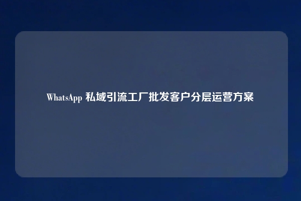WhatsApp 私域引流工厂批发客户分层运营方案