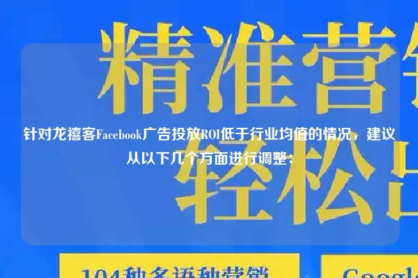 针对龙禧客Facebook广告投放ROI低于行业均值的情况,建议从以下几个方面进行调整: