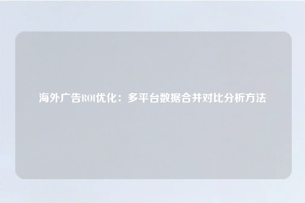 海外广告ROI优化：多平台数据合并对比分析方法