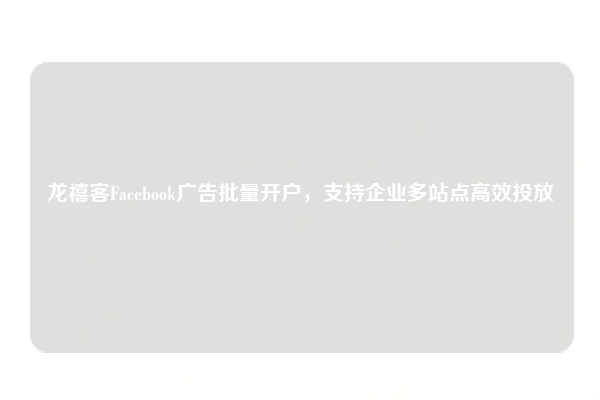 龙禧客Facebook广告批量开户，支持企业多站点高效投放