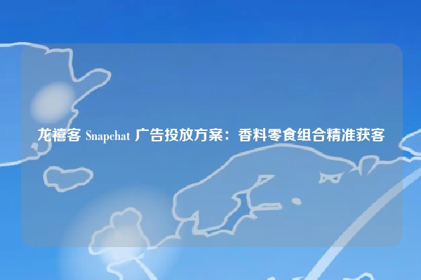 龙禧客 Snapchat 广告投放方案：香料零食组合精准获客