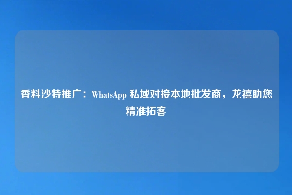 香料沙特推广：WhatsApp 私域对接本地批发商，龙禧助您精准拓客